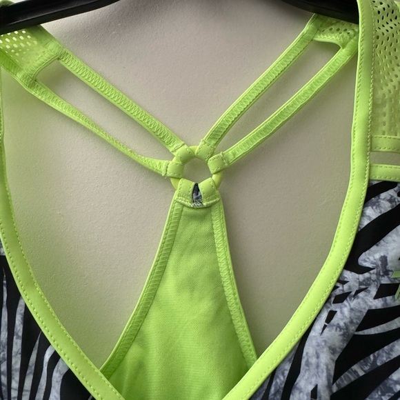 ZeroXposur Neon Green and Blue Tropical Tankini Top - Picture 3 of 5